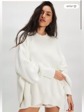 Free people Classic women’s  Crewneck Sweater - White oversized size XS